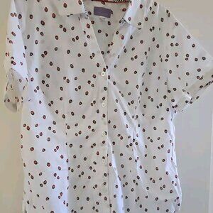 Laura Scott Womens Rockabilly Country Girl Cotton Short Sleeve Strawberry Top L